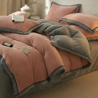 Wendbares Plüschbettwäsche-Set mit Waffelstruktur (4-teilig) - Rosa - 220cm x 240cm - image 0