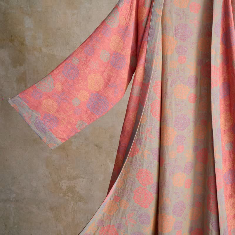 Romantischer Kimono-Bademantel aus Baumwollgaze mit Rosenmuster - image 13