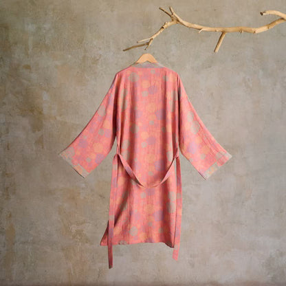 Romantischer Kimono-Bademantel aus Baumwollgaze mit Rosenmuster - image 9