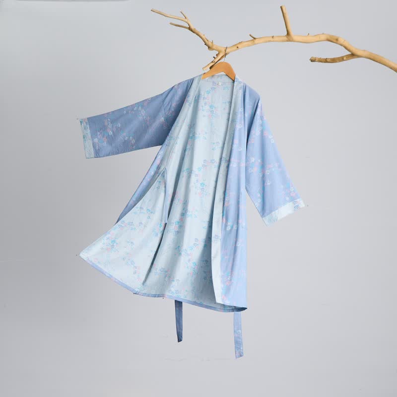 Anmutiger Kimono-Bademantel aus Baumwollgaze mit Pflaumenblütenmuster - image 2