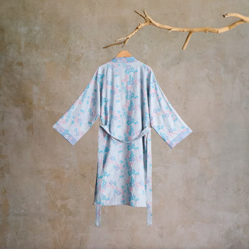 Charmante Kimono-Robe aus Baumwollgaze mit Blumenmuster - image 7