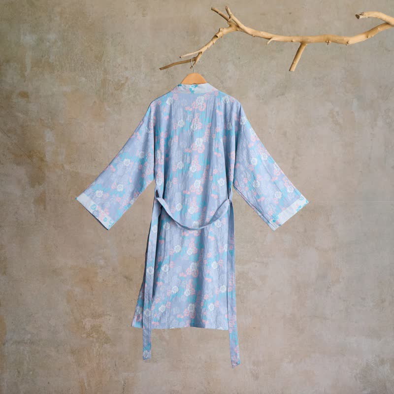 Charmante Kimono-Robe aus Baumwollgaze mit Blumenmuster - image 1