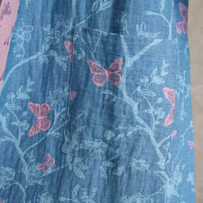 Eleganter Kimono-Bademantel aus Baumwollgaze mit Blumenmuster und Schmetterlingsmotiven - image 5