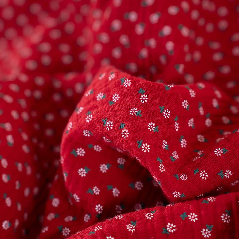 Rotes Pyjama-Set aus reiner Baumwolle mit Blumenmuster - image 15