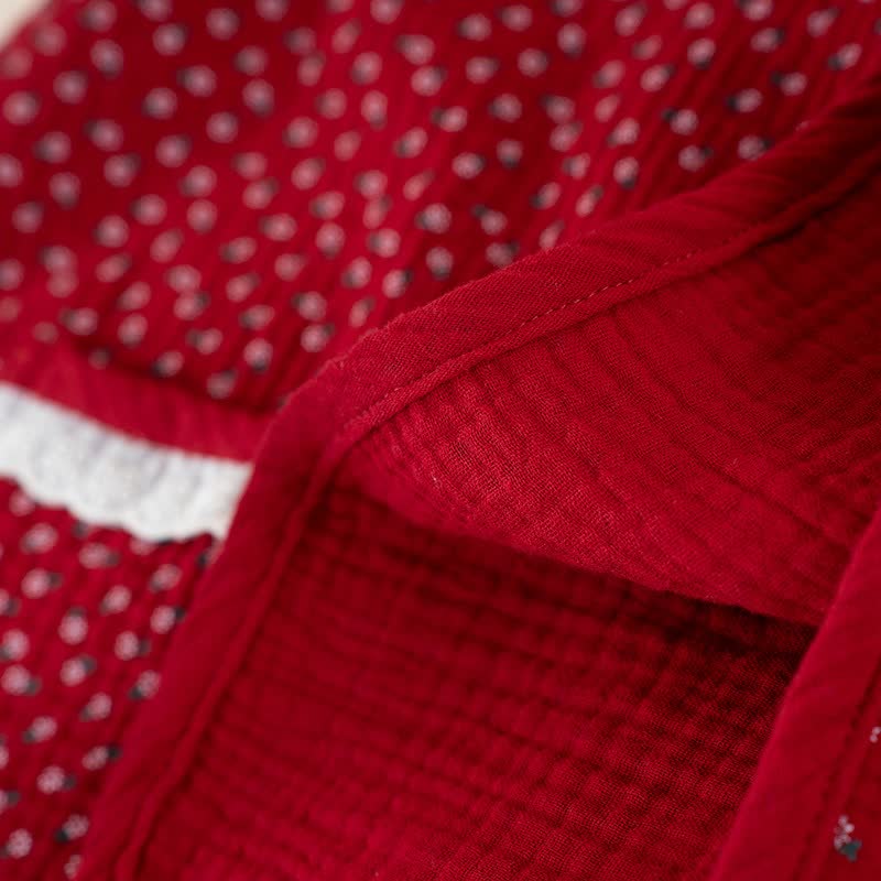 Rotes Pyjama-Set aus reiner Baumwolle mit Blumenmuster - image 12