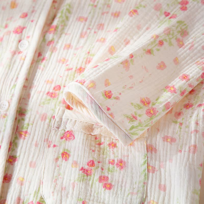 Elegantes Pyjama-Set aus begonienfarbener Baumwollgaze - image 3