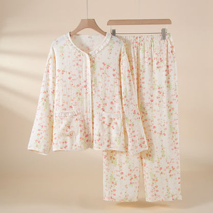 Elegantes Pyjama-Set aus begonienfarbener Baumwollgaze - Weiß - XXL - image 0