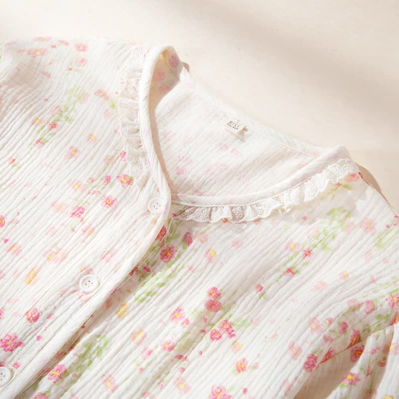 Elegantes Pyjama-Set aus begonienfarbener Baumwollgaze - image 2
