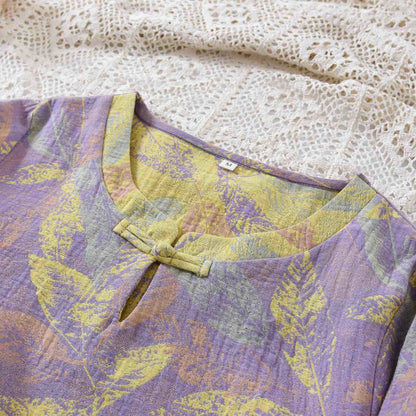 Pyjama-Set im orientalischen Stil mit Blattmotiven aus reiner Baumwolle - image 4