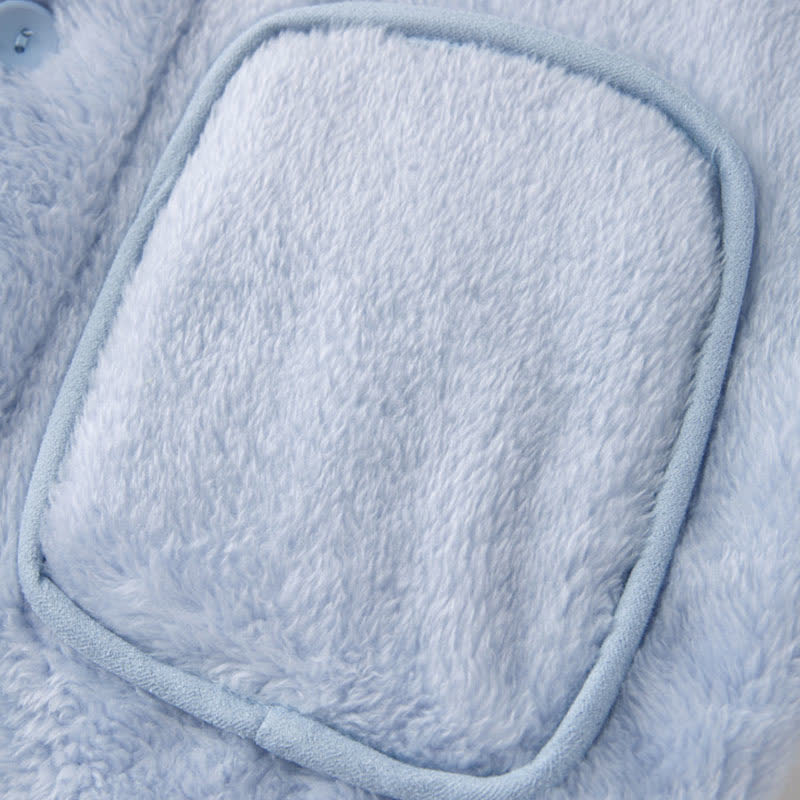 Kinder-Loungewear-Set aus Plüsch mit einfarbigen Knöpfen - image 2