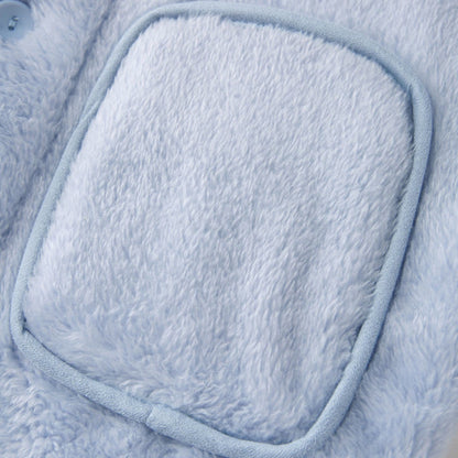 Kinder-Loungewear-Set aus Plüsch mit einfarbigen Knöpfen - image 2