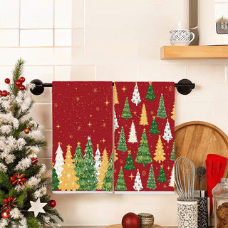 Ownkoti Weihnachtsbaum Saugfähiges Mehrzweckhandtuch - 2 Muster - 2 Stück - image 0
