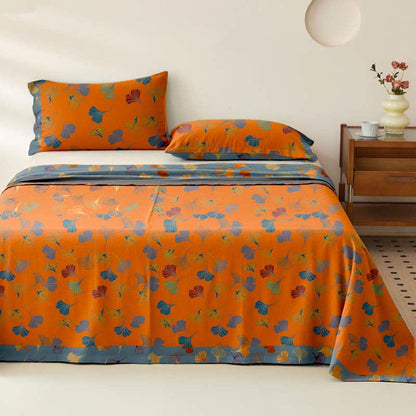 Tagesdecke aus Baumwollgaze-Jacquard „Ginkgo Biloba“ - Orange - 2 Kissenbezüge - 102cm x 51cm - image 4