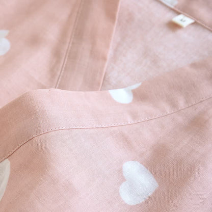 Kimono-Bademantel aus Baumwollgaze mit Herzmotiv - image 5