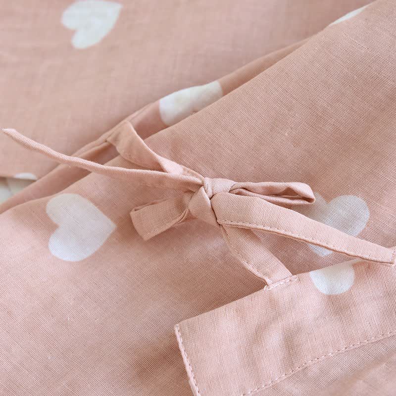 Kimono-Bademantel aus Baumwollgaze mit Herzmotiv - image 6