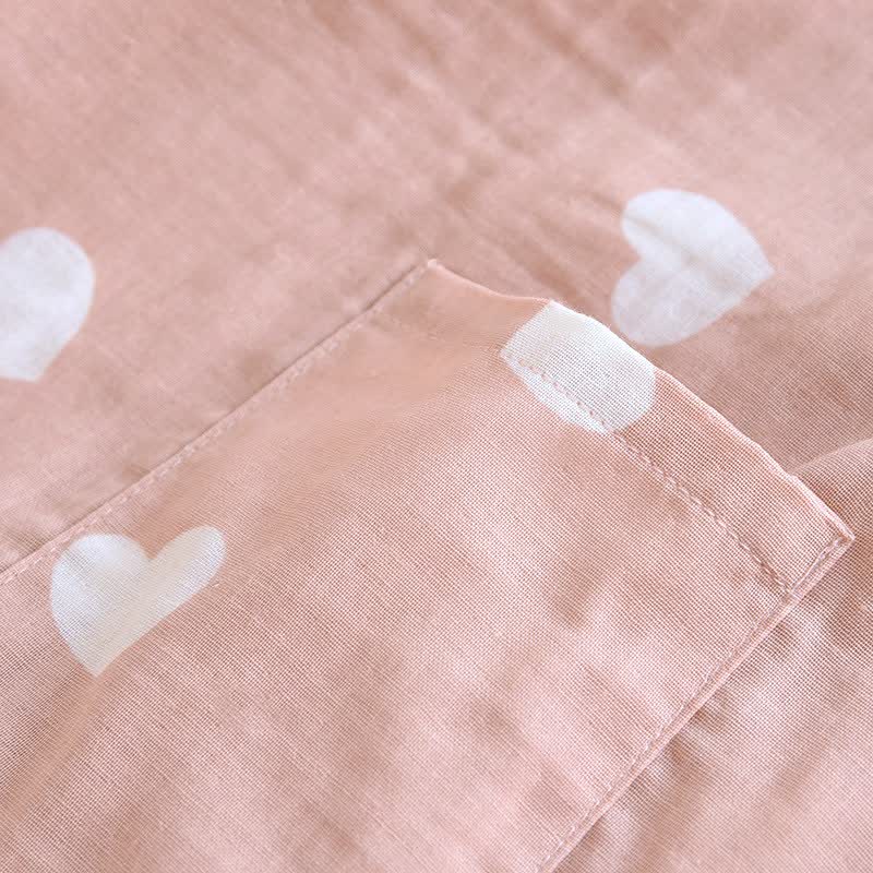 Kimono-Bademantel aus Baumwollgaze mit Herzmotiv - image 9