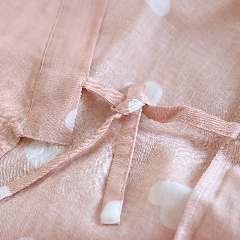 Kimono-Bademantel aus Baumwollgaze mit Herzmotiv - image 7