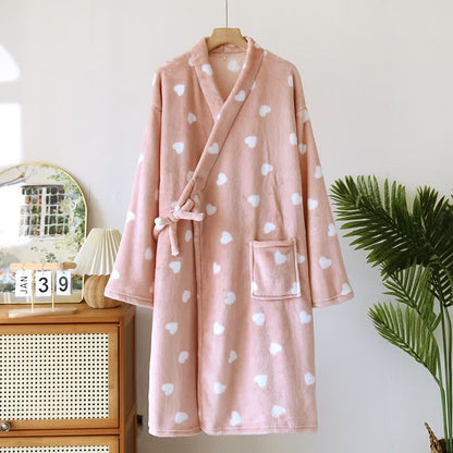 Partner-Kimono aus Plüsch mit Herzmotiv - Rosa - Frauen: L - image 3