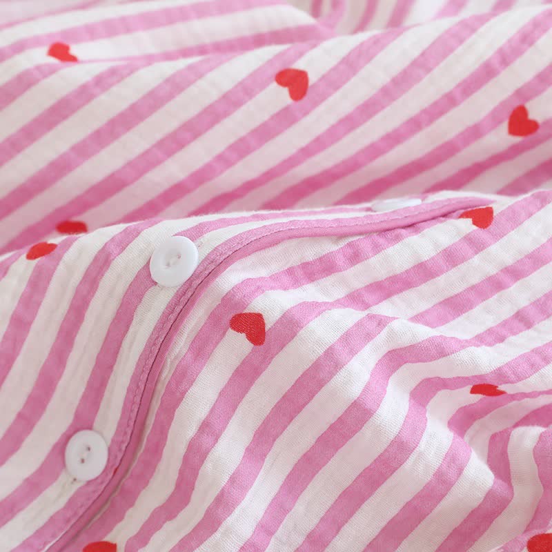 Pyjama-Set aus Baumwollgaze mit Streifen und Herzmuster - image 12