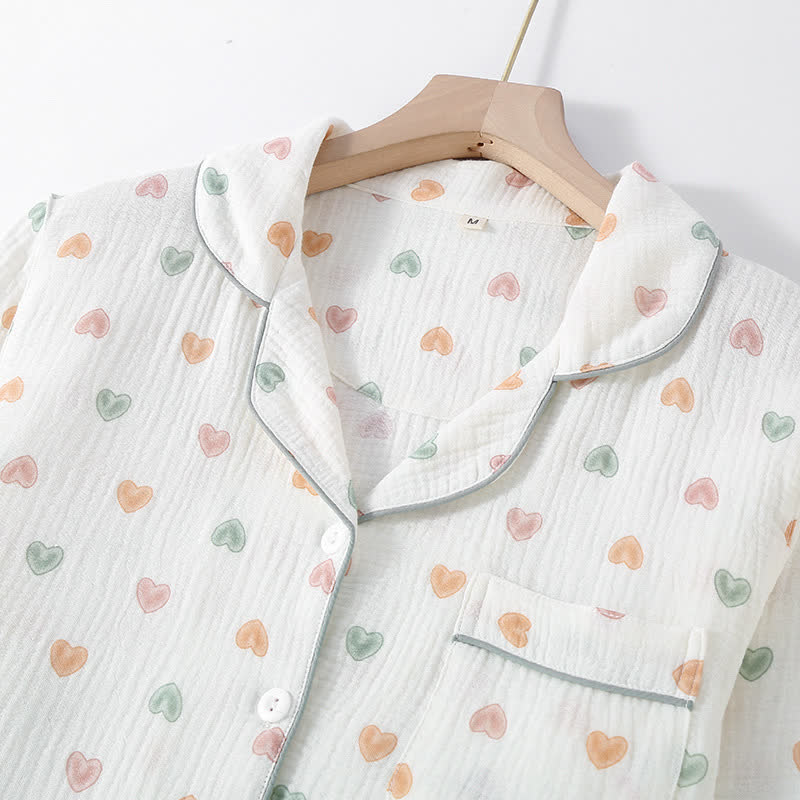 Buntes Herz-Pyjama-Set aus Baumwollgaze - image 2