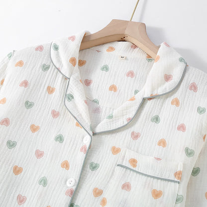 Buntes Herz-Pyjama-Set aus Baumwollgaze - image 2