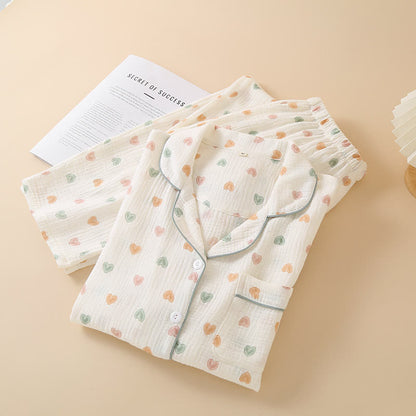 Buntes Herz-Pyjama-Set aus Baumwollgaze - image 1