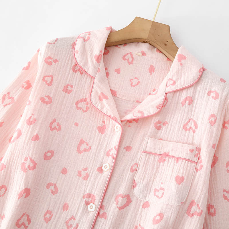 Pyjama-Set aus Baumwolle mit Herz-Leopardenmuster - image 2