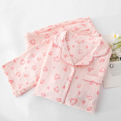 Pyjama-Set aus Baumwolle mit Herz-Leopardenmuster - image 1