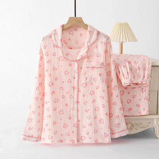 Pyjama-Set aus Baumwolle mit Herz-Leopardenmuster - Rosa - XL - image 0
