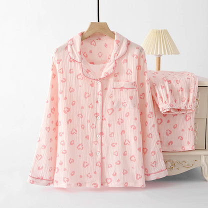 Pyjama-Set aus Baumwolle mit Herz-Leopardenmuster - Rosa - XL - image 0