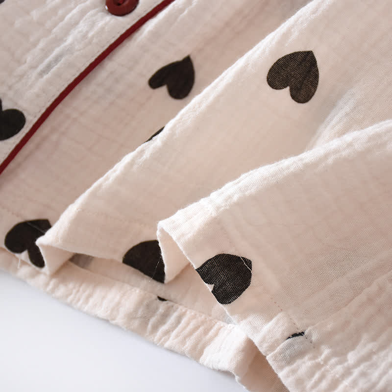 Schwarzes Herz-Pyjama-Set aus reiner Baumwolle - image 9