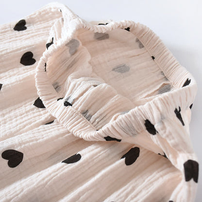 Schwarzes Herz-Pyjama-Set aus reiner Baumwolle - image 11