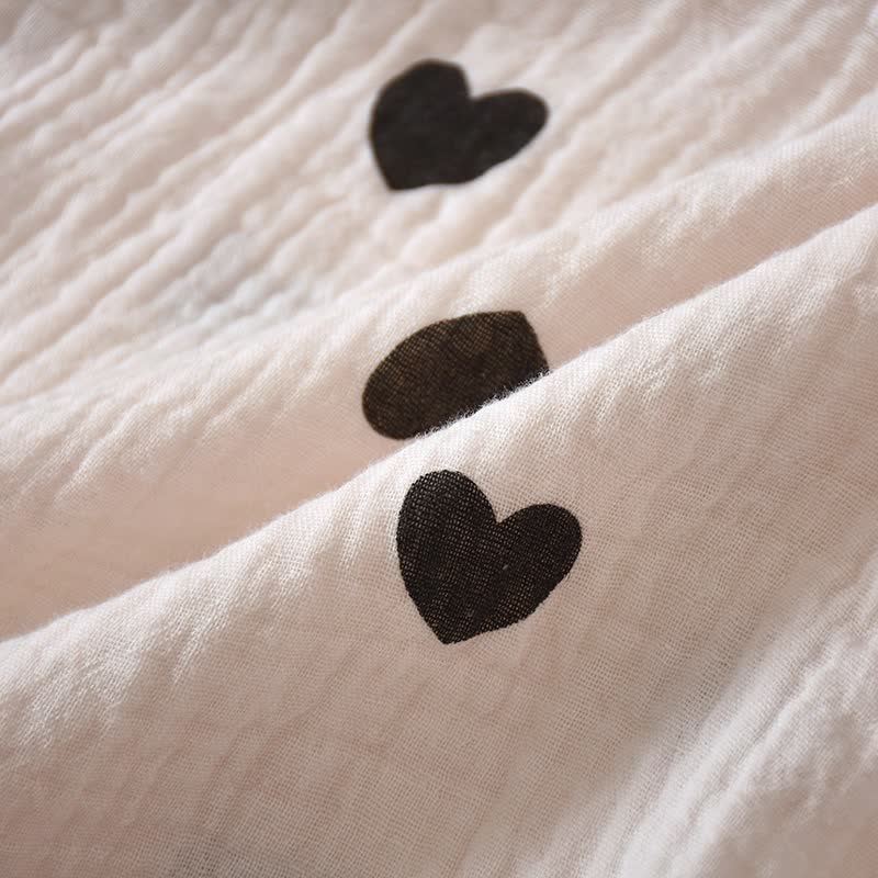 Schwarzes Herz-Pyjama-Set aus reiner Baumwolle - image 14