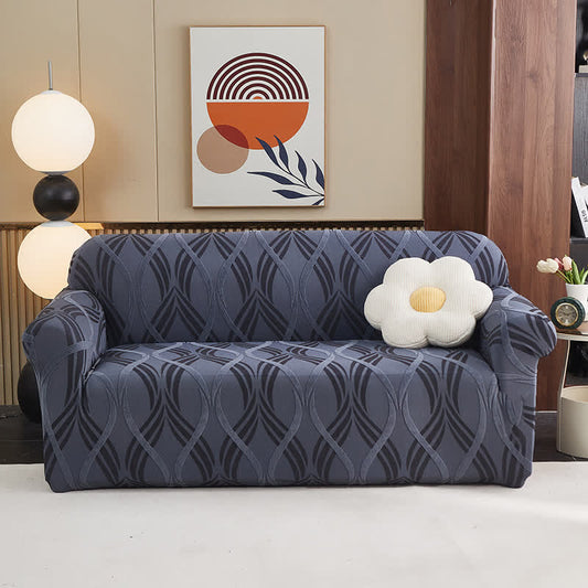 Jacquard-Elastik-Sofaüberzug mit rutschfester Oberfläche - Graublau - All-inclusive - 4-Sitzer 92" - 118" - image 0