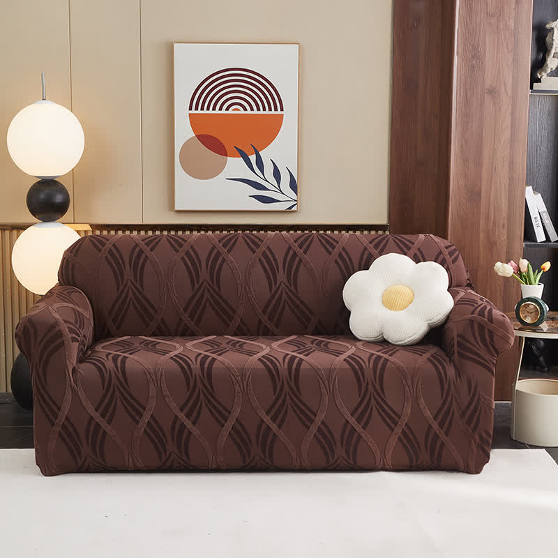 Jacquard-Elastik-Sofaüberzug mit rutschfester Oberfläche - Braun - All-inclusive - 4-Sitzer 92" - 118" - image 12