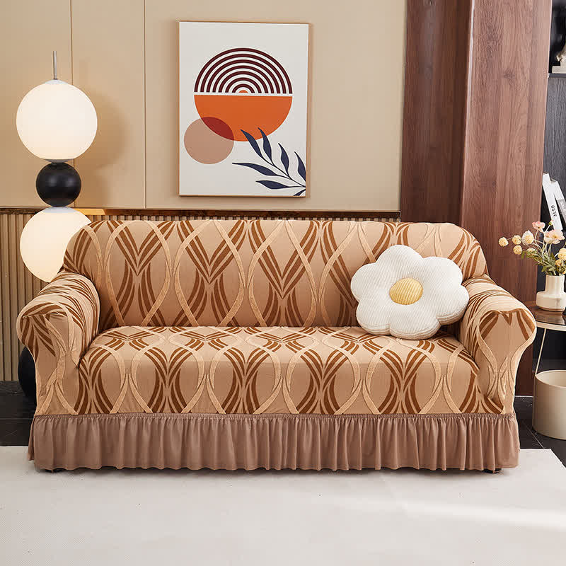 Jacquard-Elastik-Sofaüberzug mit rutschfester Oberfläche - Kaffee - Rock - 4-Sitzer 92" - 118" - image 17