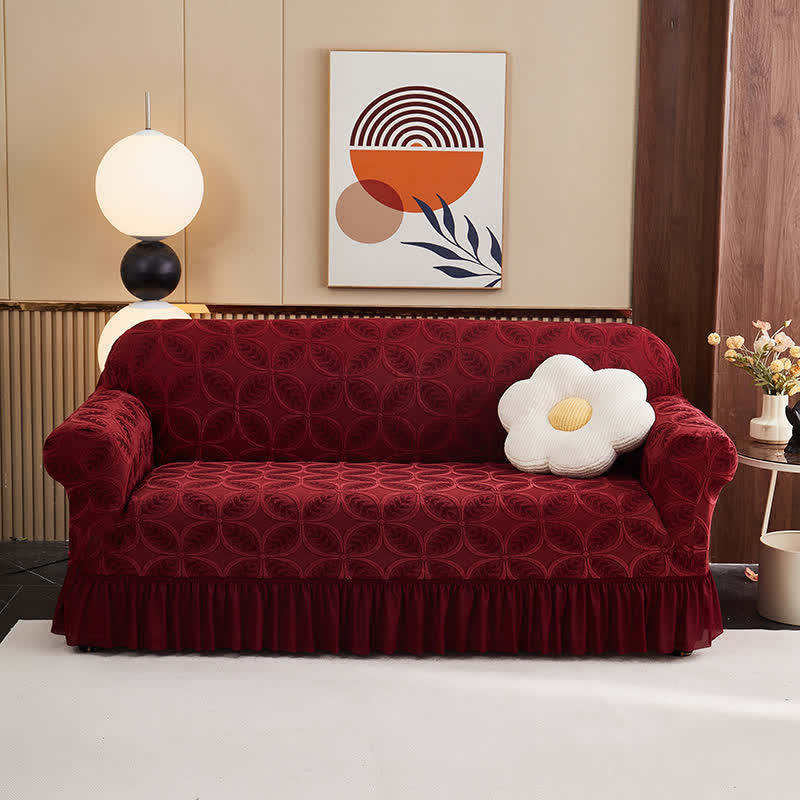 Hochelastischer 3D-Jacquard-Sofaüberzug - Wein - Rock - 4-Sitzer 92" - 118" - image 1