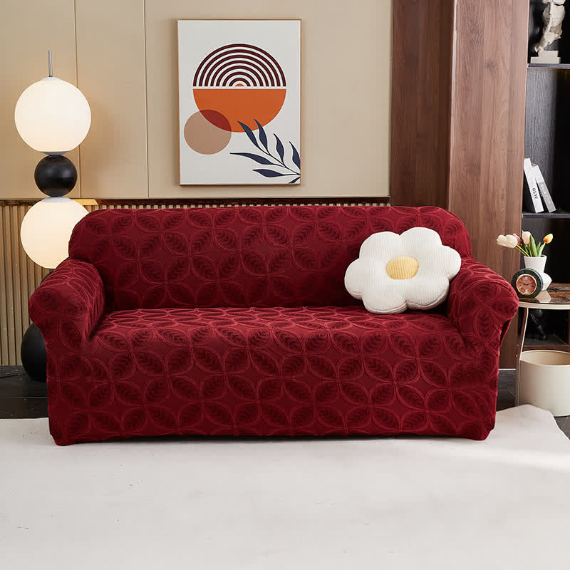 Hochelastischer 3D-Jacquard-Sofaüberzug - Wein - All-inclusive - 4-Sitzer 92" - 118" - image 0