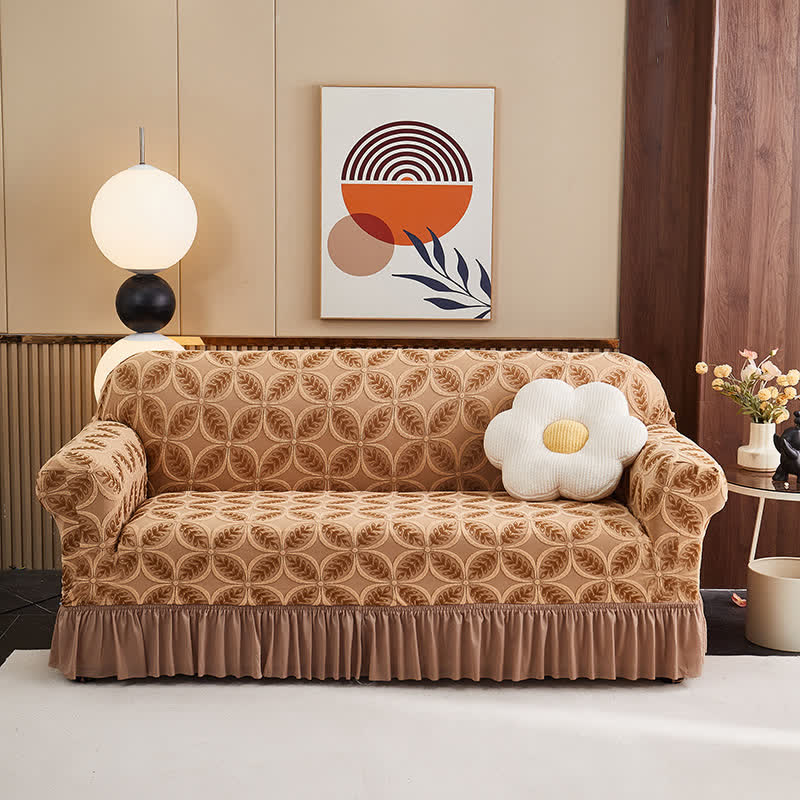 Hochelastischer 3D-Jacquard-Sofaüberzug - Kaffee - Rock - 4-Sitzer 92" - 118" - image 3