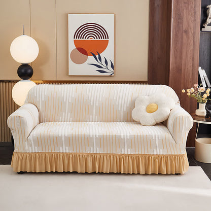 Verdickter 3D-Jacquard-Sofabezug mit Rüschensaum - Beige - 4-Sitzer 92" - 118" - image 7