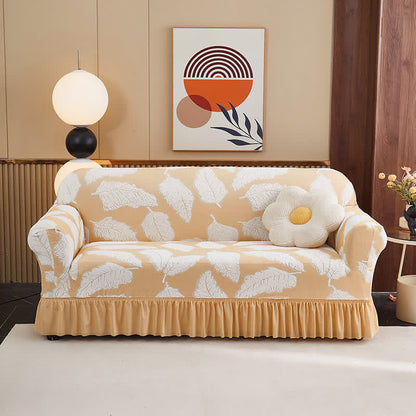 Jacquard-Blattmuster, elastischer Rundum-Überzug - Gelb - 4-Sitzer 92" - 118" - image 13