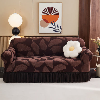 Jacquard-Blattmuster, elastischer Rundum-Überzug - Braun - 4-Sitzer 92" - 118" - image 12