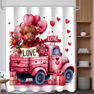 Duschvorhang mit Herz- und Kuhmuster - A - 180cm x 200cm - image 0