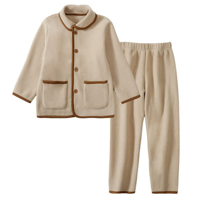 Einfarbiger, warmer Plüsch-Kinderpyjama-Set - Kaffee - Kind: 160 cm - image 4