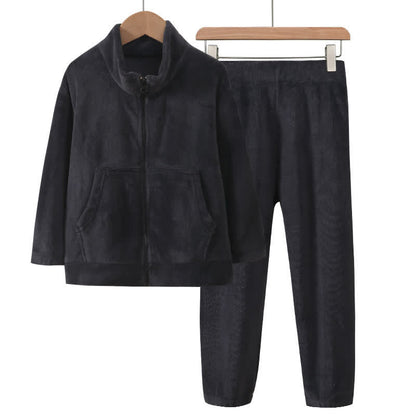 Warmer Kinderpyjama-Satz in Unifarbe mit Reißverschluss - Grau - Kind: 160 cm - image 5