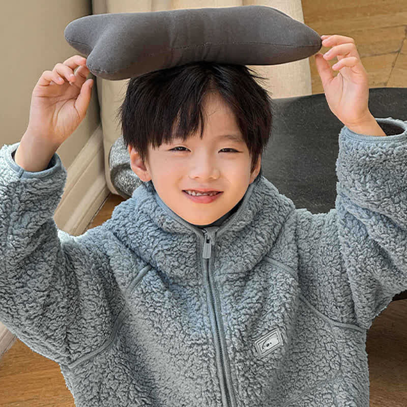 Einfarbiges Kinder-Loungewear-Set mit Kapuze und Reißverschluss - image 3