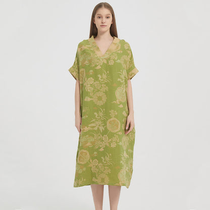 Kaftan-Nachthemd aus geblümtem Baumwoll-Doppelgaze - image 1