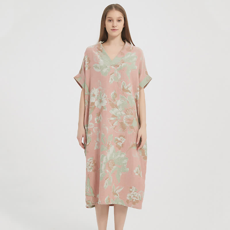Jacquard-Nachthemd aus doppellagigem Gaze mit Blumenmuster - image 2