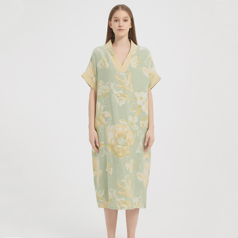 Jacquard-Nachthemd aus doppellagigem Gaze mit Blumenmuster - image 5