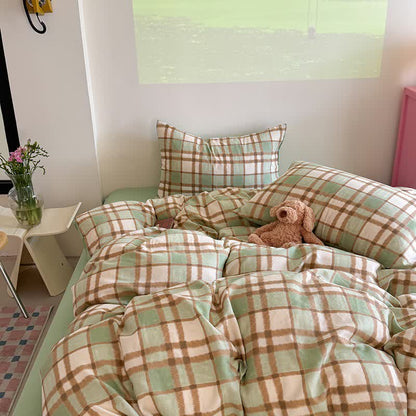 Bettwäsche-Set aus Baumwollgaze im frischen Stil - Grün - 220cm x 240cm - image 2